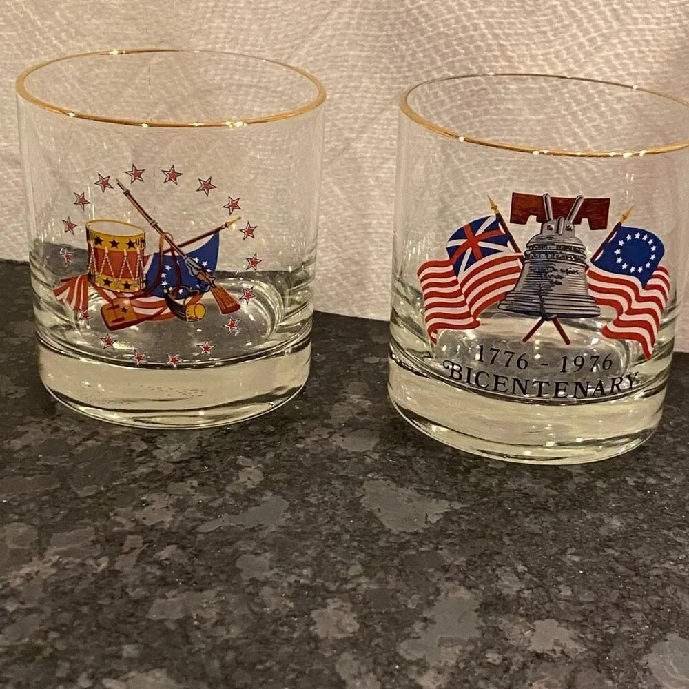 vintage 1976 Bicentennial Lowball drinking glasses patriotic Americana